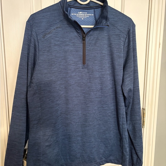 Vineyard Vines Mens Custom Sankaty Quarter-Zip Pullover, M, Deep Bay Blue - Picture 1 of 4